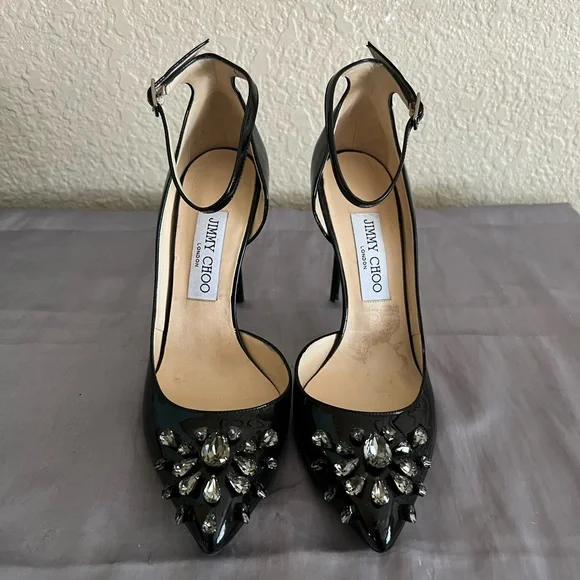 Jimmy Choo Lucy Mix Crystal D’Orsay Pumps Shoes 38.5 - Picture 14 of 15